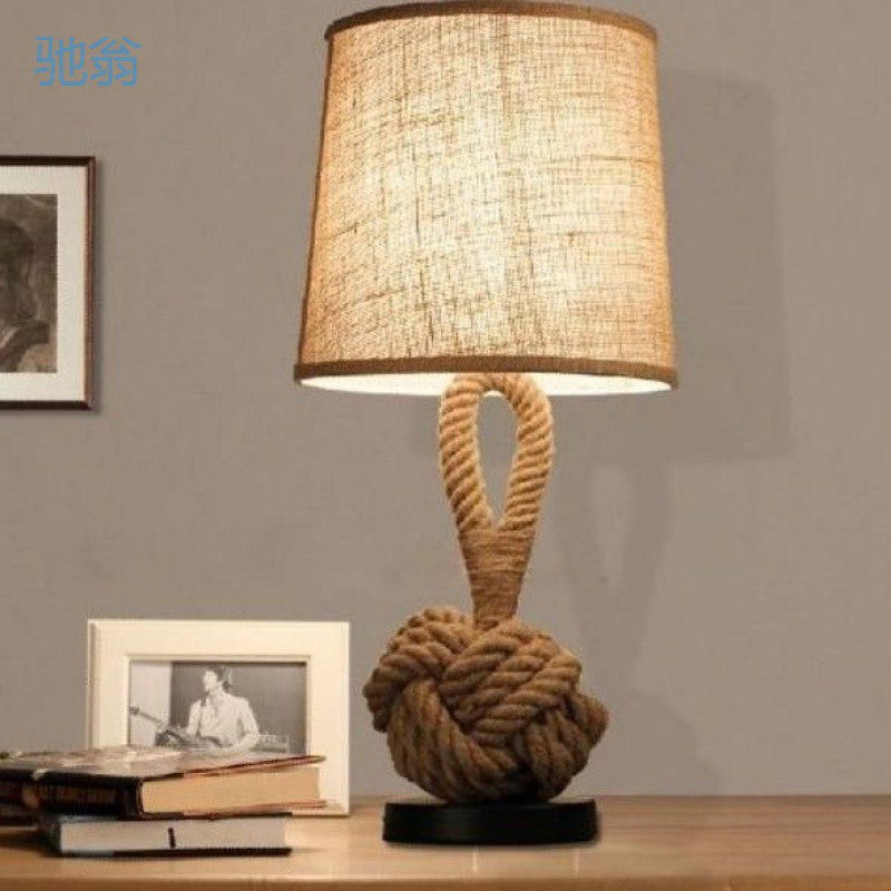 Creative Nautical Twisted Rope Knot Drum Shape Table Lamp