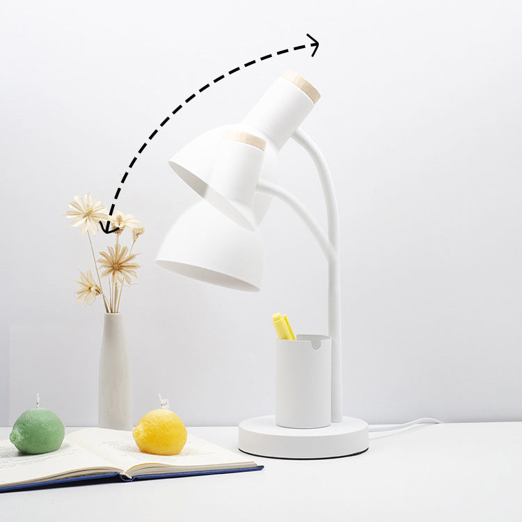 Modern Minimalist Iron Wood Adjustable Angle Pen Table Lamp