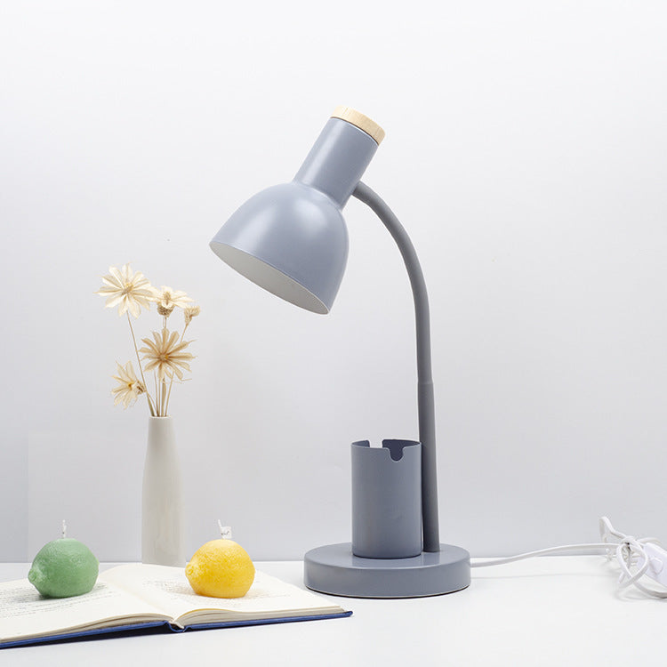 Modern Minimalist Iron Wood Adjustable Angle Pen Table Lamp