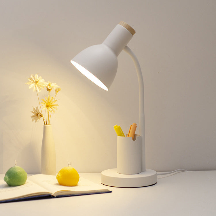 Modern Minimalist Iron Wood Adjustable Angle Pen Table Lamp