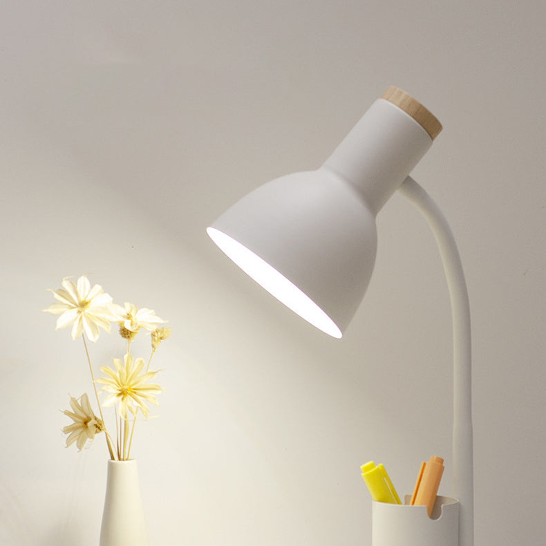 Modern Minimalist Iron Wood Adjustable Angle Pen Table Lamp