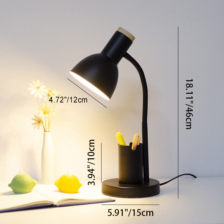 Modern Minimalist Iron Wood Adjustable Angle Pen Table Lamp
