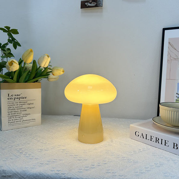 Nordic Mushroom Shape Glass USB LED Table Lamp