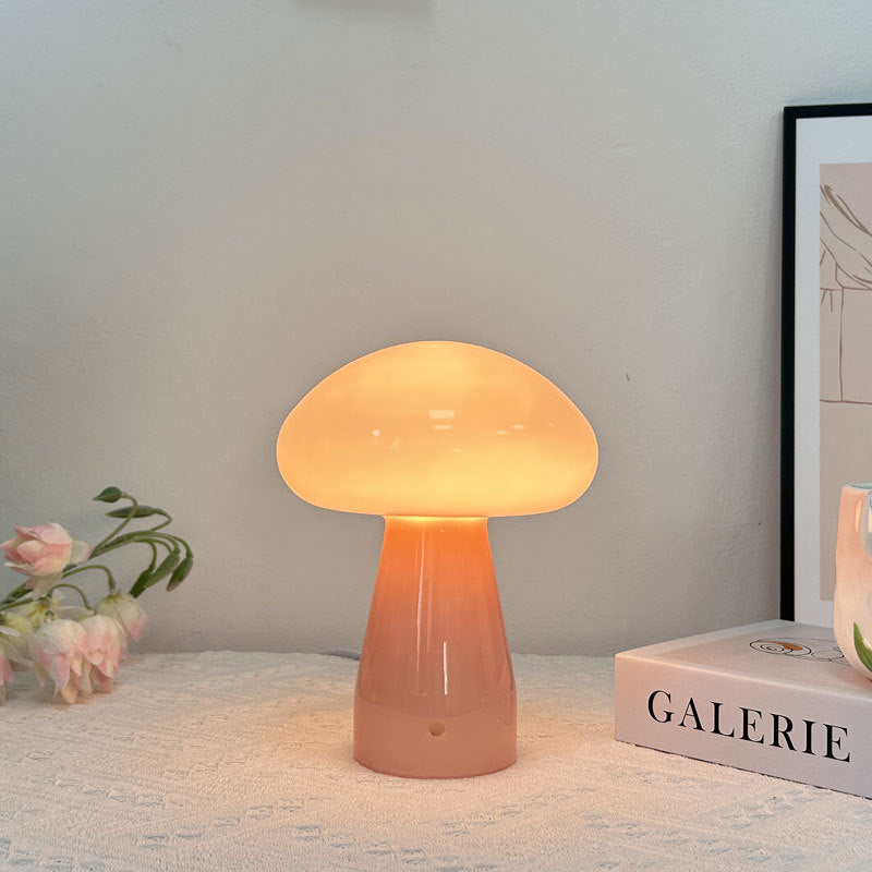 Nordic Mushroom Shape Glass USB LED Table Lamp