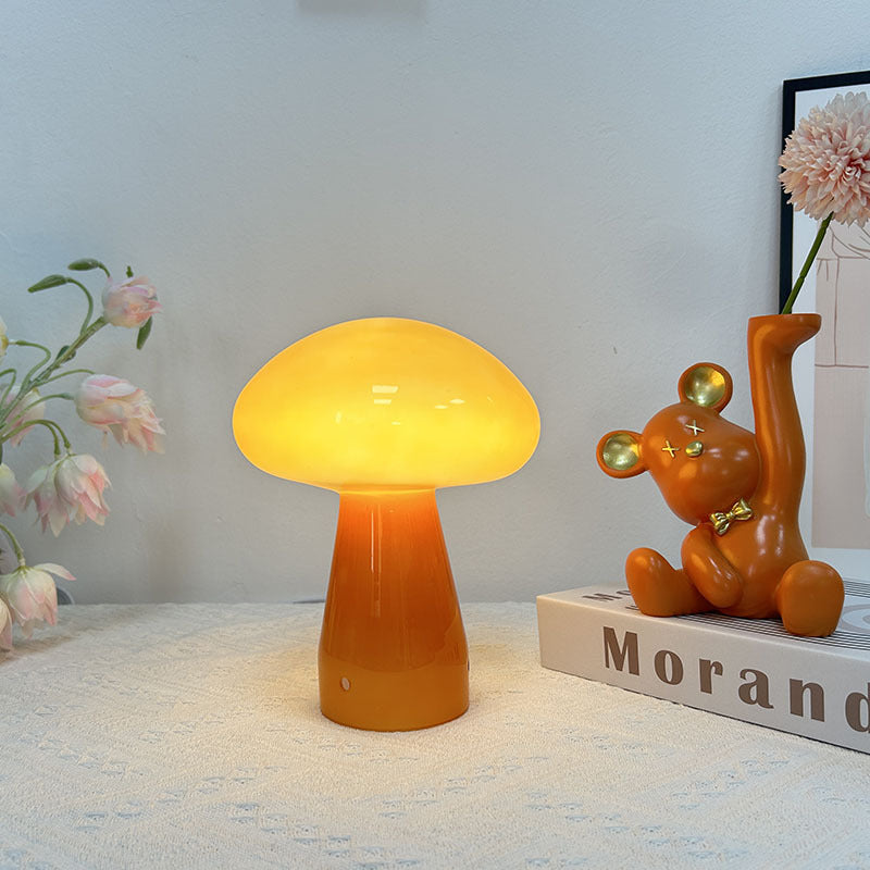 Nordic Mushroom Shape Glass USB LED Table Lamp