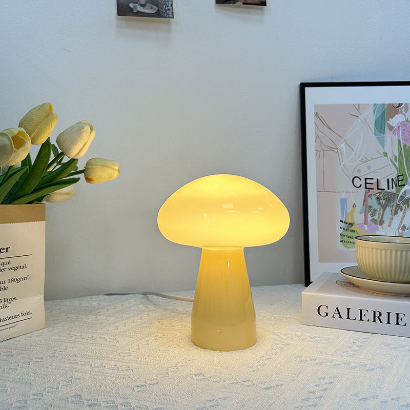 Nordic Mushroom Shape Glass USB LED Table Lamp
