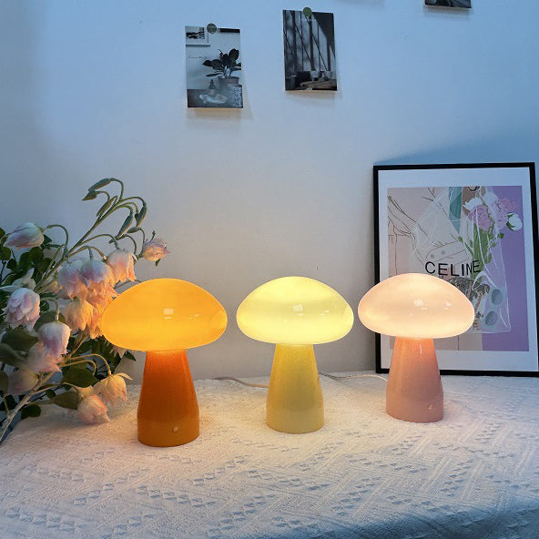 Nordic Mushroom Shape Glass USB LED Table Lamp