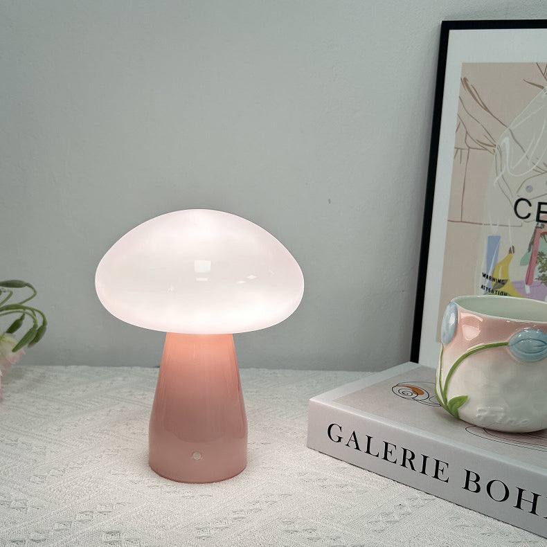 Nordic Mushroom Shape Glass USB LED Table Lamp
