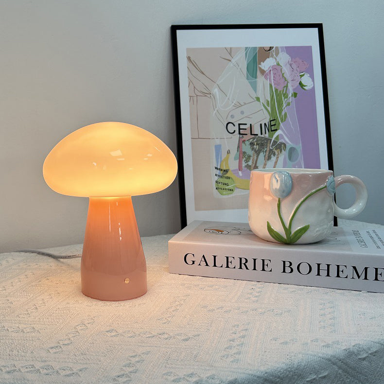 Nordic Mushroom Shape Glass USB LED Table Lamp