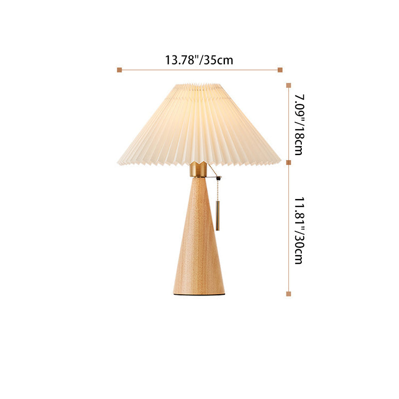 Nordic Zipper Switch Pleated Drum Shape Fabric Table Lamp