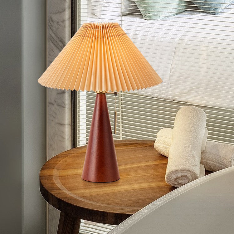 Nordic Zipper Switch Pleated Drum Shape Fabric Table Lamp
