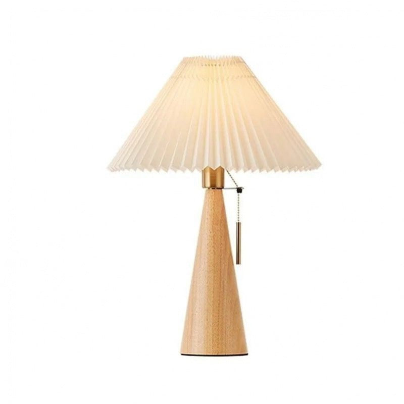 Nordic Zipper Switch Pleated Drum Shape Fabric Table Lamp