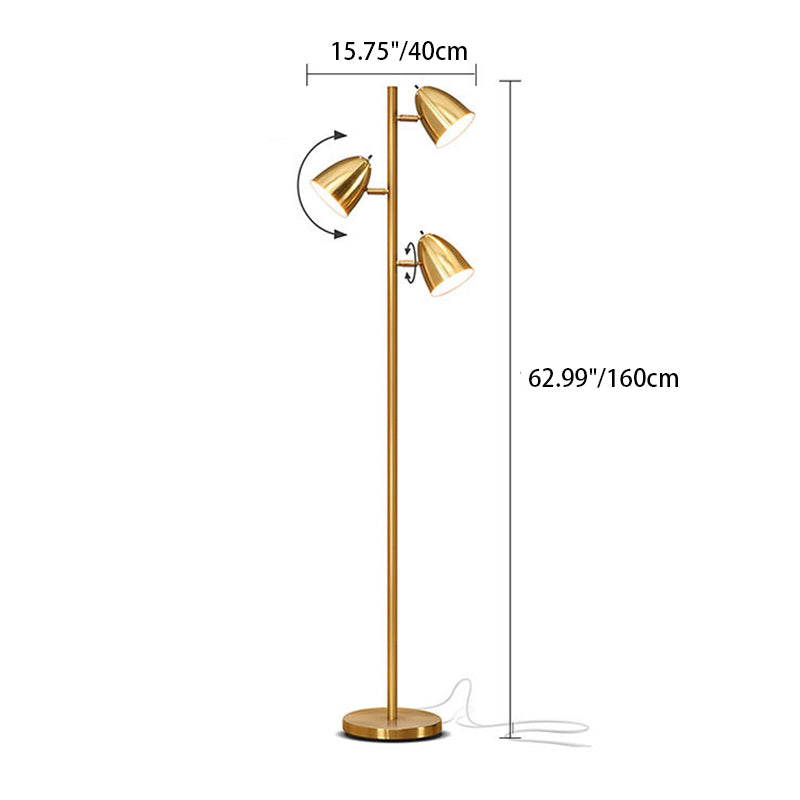 Modern Minimalist Gold 3-Light Floor Lamp