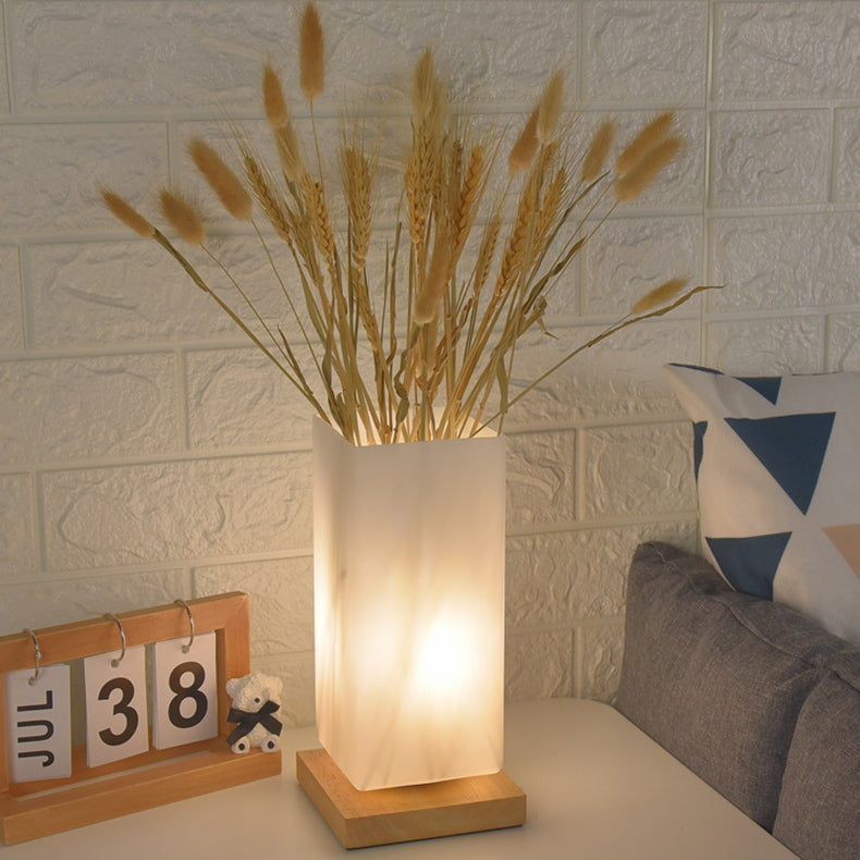 Nordic Rectangular LED Table Lamp in Glass and Table Lamp