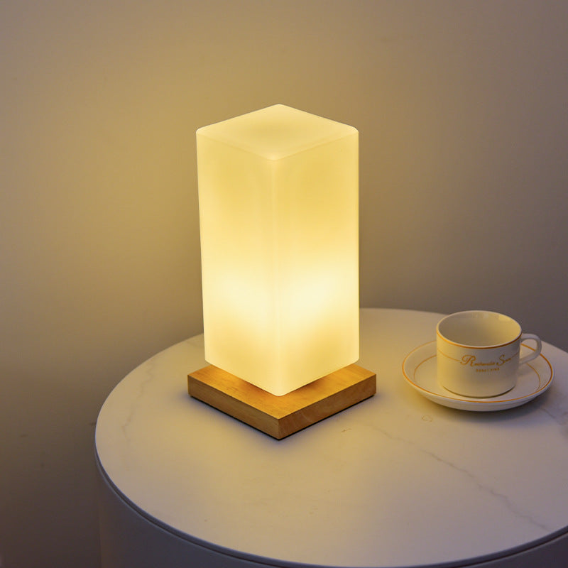 Nordic Rectangular LED Table Lamp in Glass and Table Lamp