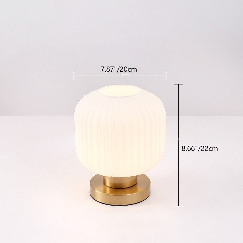 Scandinavian Round Cylinder Striped Iron Glass Table Lamp