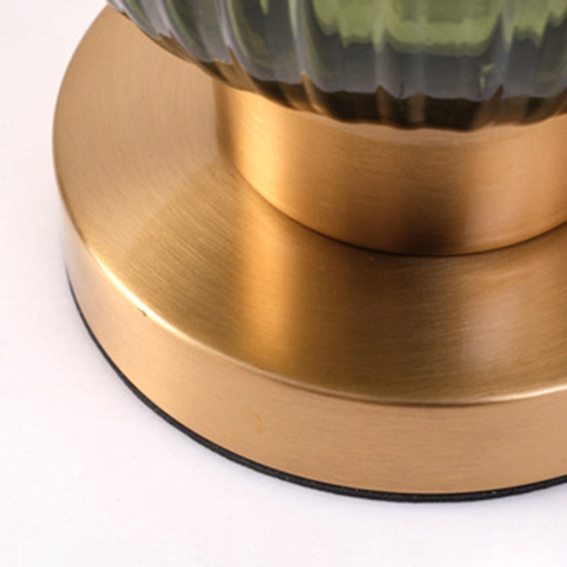 Scandinavian Round Cylinder Striped Iron Glass Table Lamp