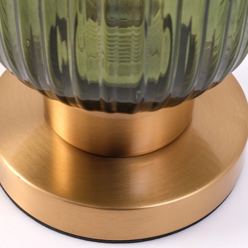 Scandinavian Round Cylinder Striped Iron Glass Table Lamp