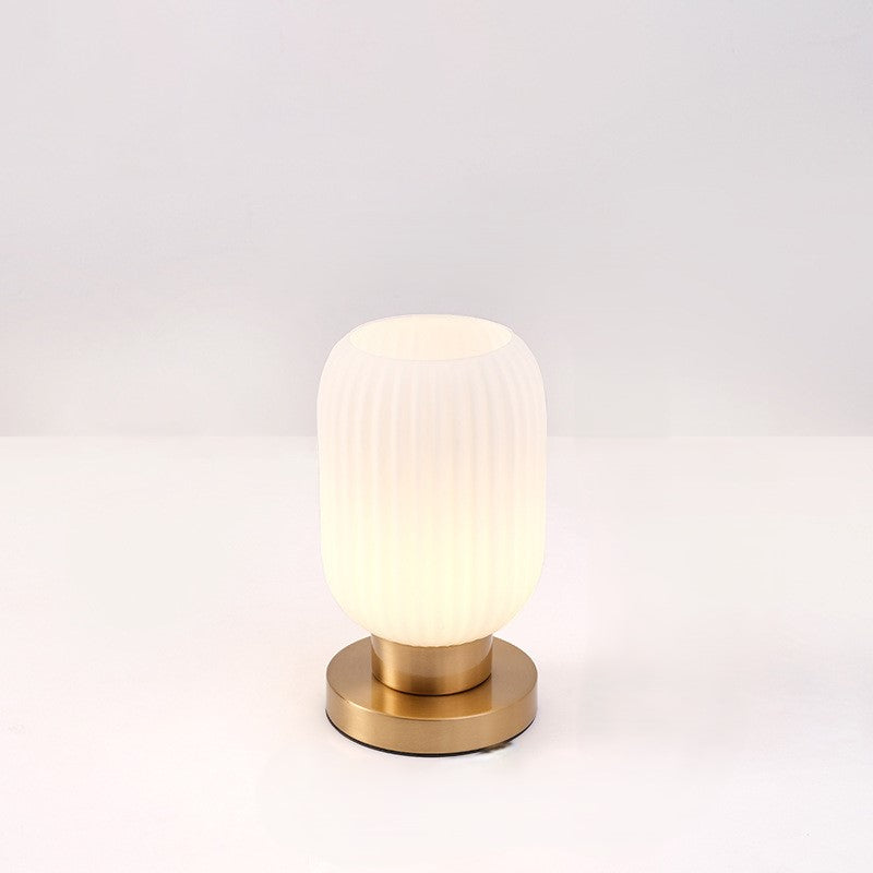Scandinavian Round Cylinder Striped Iron Glass Table Lamp