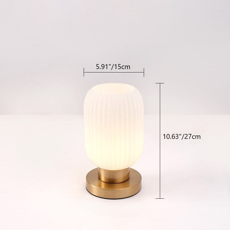 Scandinavian Round Cylinder Striped Iron Glass Table Lamp
