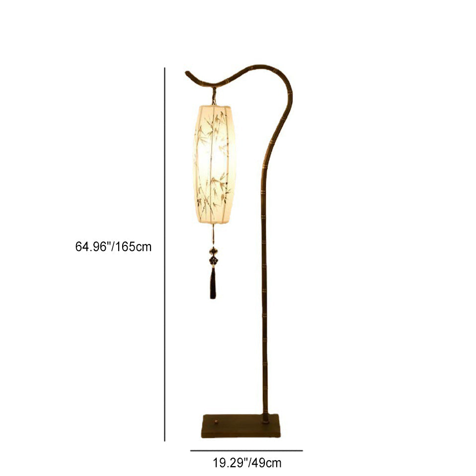 Traditional Chinese White Arc Floor Lamp