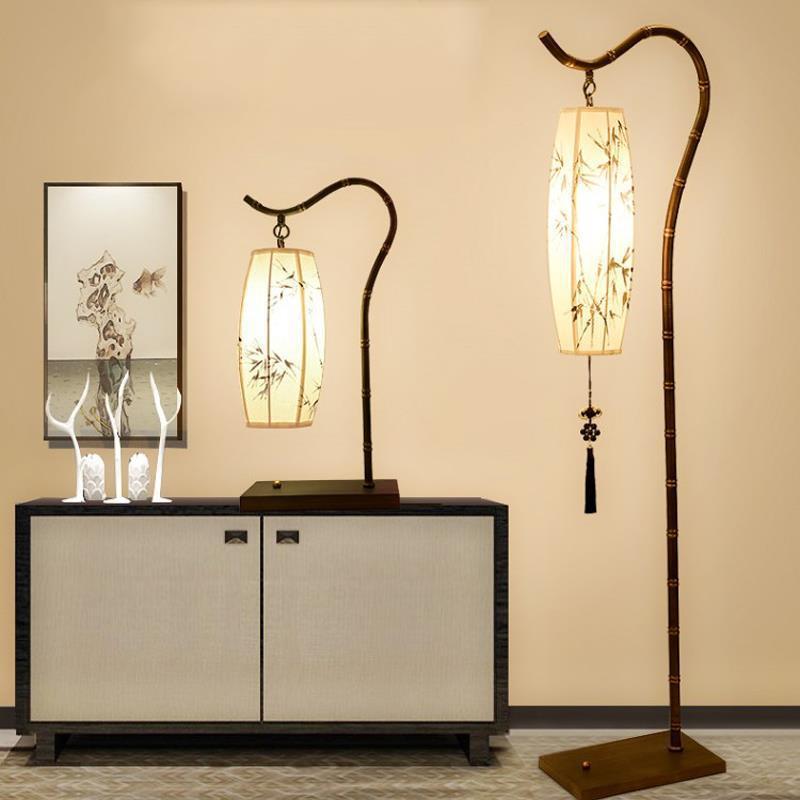 Traditional Chinese White Arc Floor Lamp
