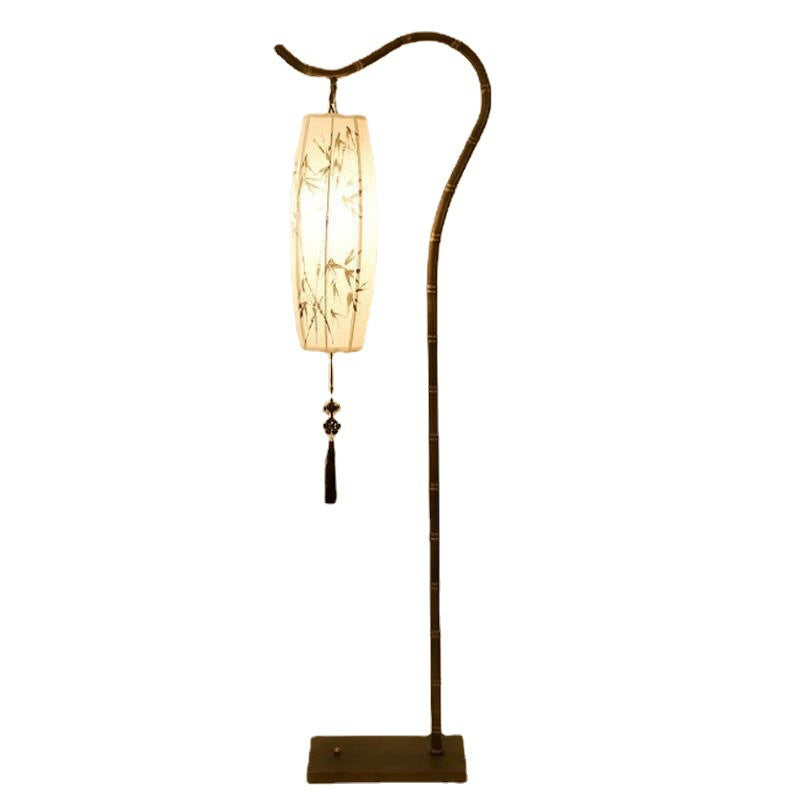 Traditional Chinese White Arc Floor Lamp