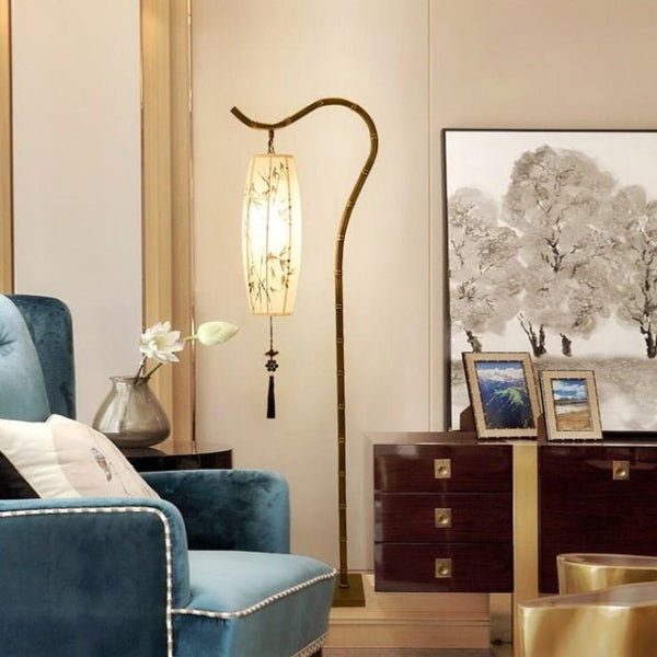 Traditional Chinese White Arc Floor Lamp