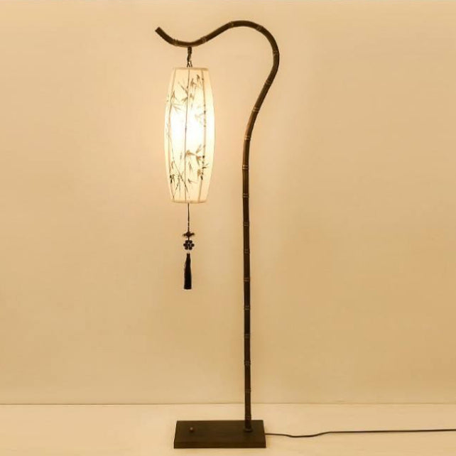 Traditional Chinese White Arc Floor Lamp