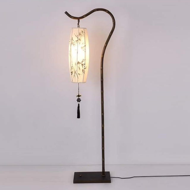 Traditional Chinese White Arc Floor Lamp