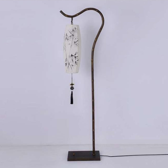 Traditional Chinese White Arc Floor Lamp