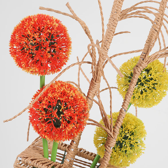 Japanese Rattan 4-Light Floor Lamp