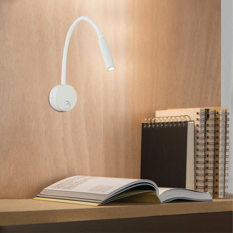 Modern Minimalist Iron Flexible Hose LED Reading Wall Sconce
