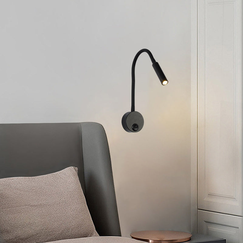 Modern Minimalist Iron Flexible Hose LED Reading Wall Sconce