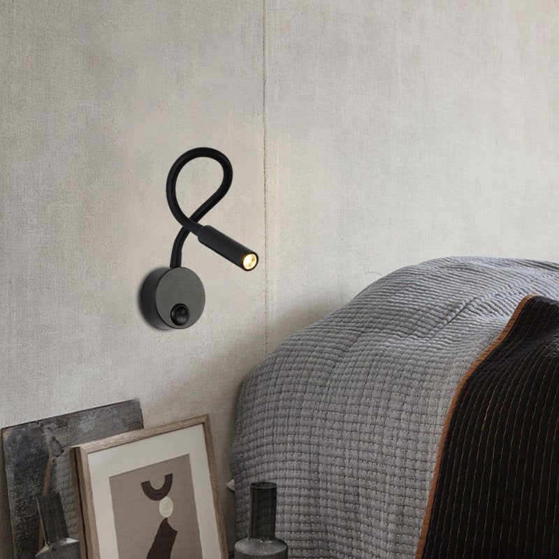 Modern Minimalist Iron Flexible Hose LED Reading Wall Sconce