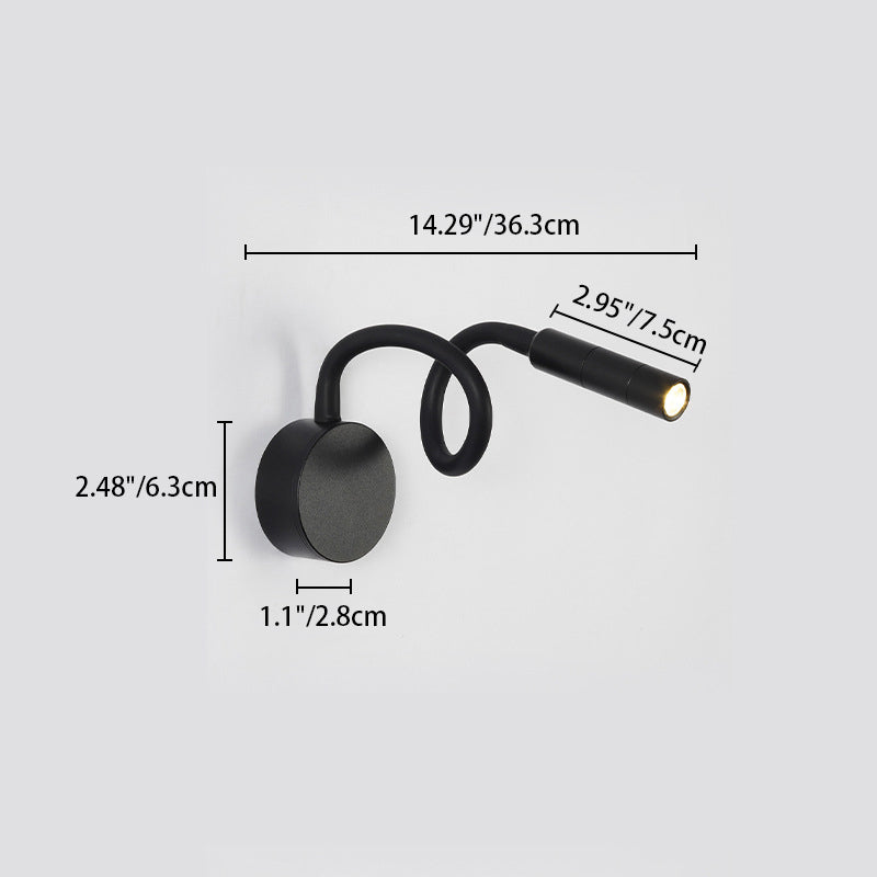 Modern Minimalist Iron Flexible Hose LED Reading Wall Sconce