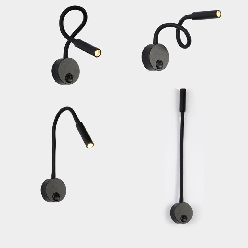 Modern Minimalist Iron Flexible Hose LED Reading Wall Sconce