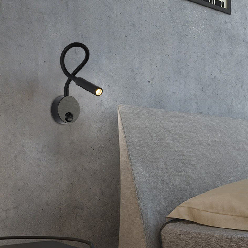 Modern Minimalist Iron Flexible Hose LED Reading Wall Sconce