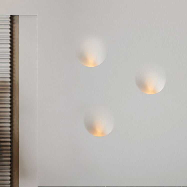 Modern Minimalist Recessed Plaster Round 1-Light Wall Sconce