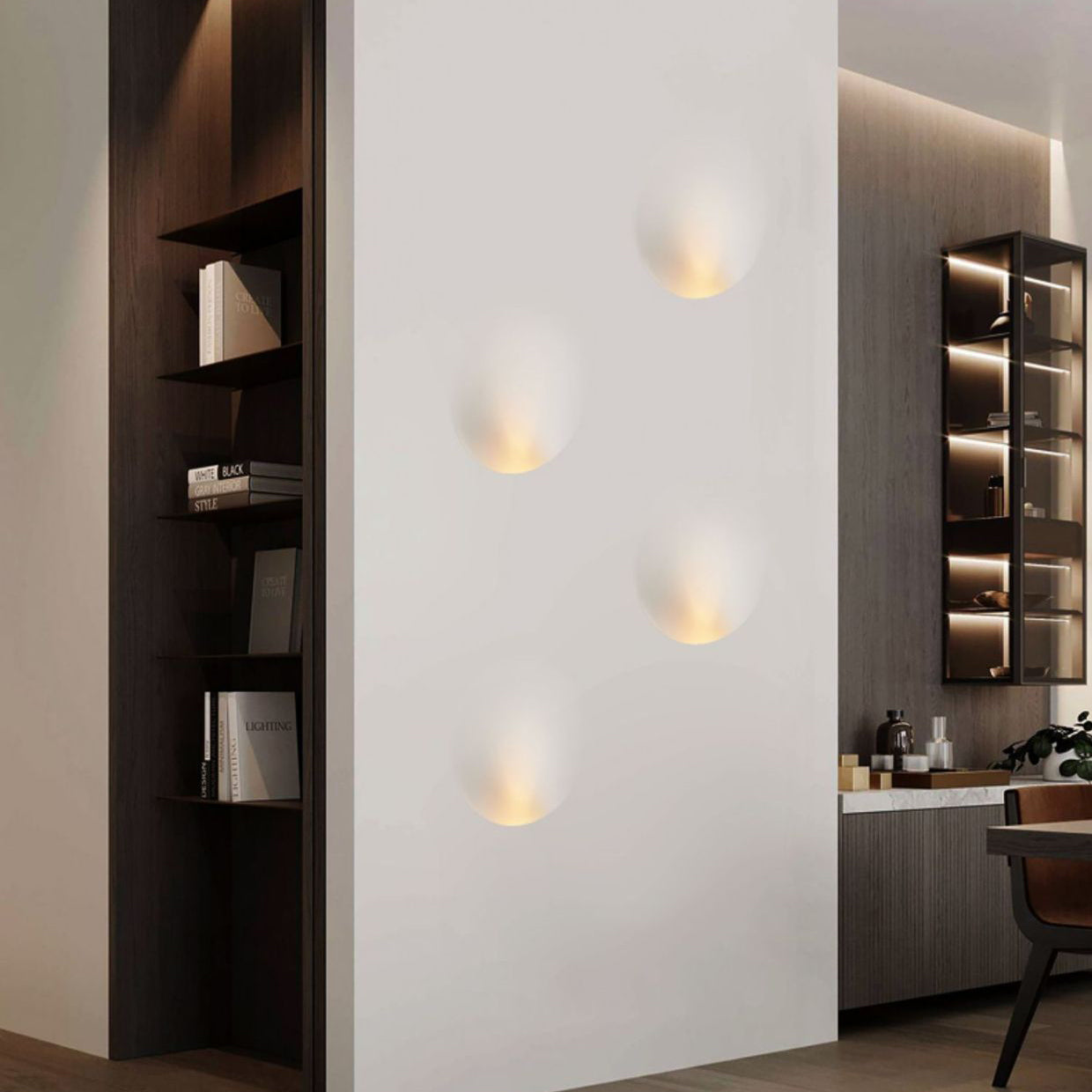 Modern Minimalist Recessed Plaster Round 1-Light Wall Sconce