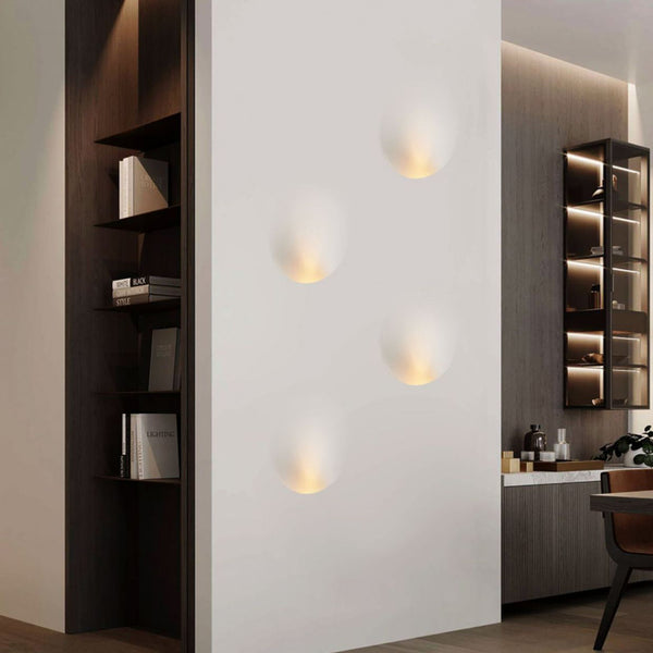 Modern Minimalist Recessed Plaster Round 1-Light Wall Sconce