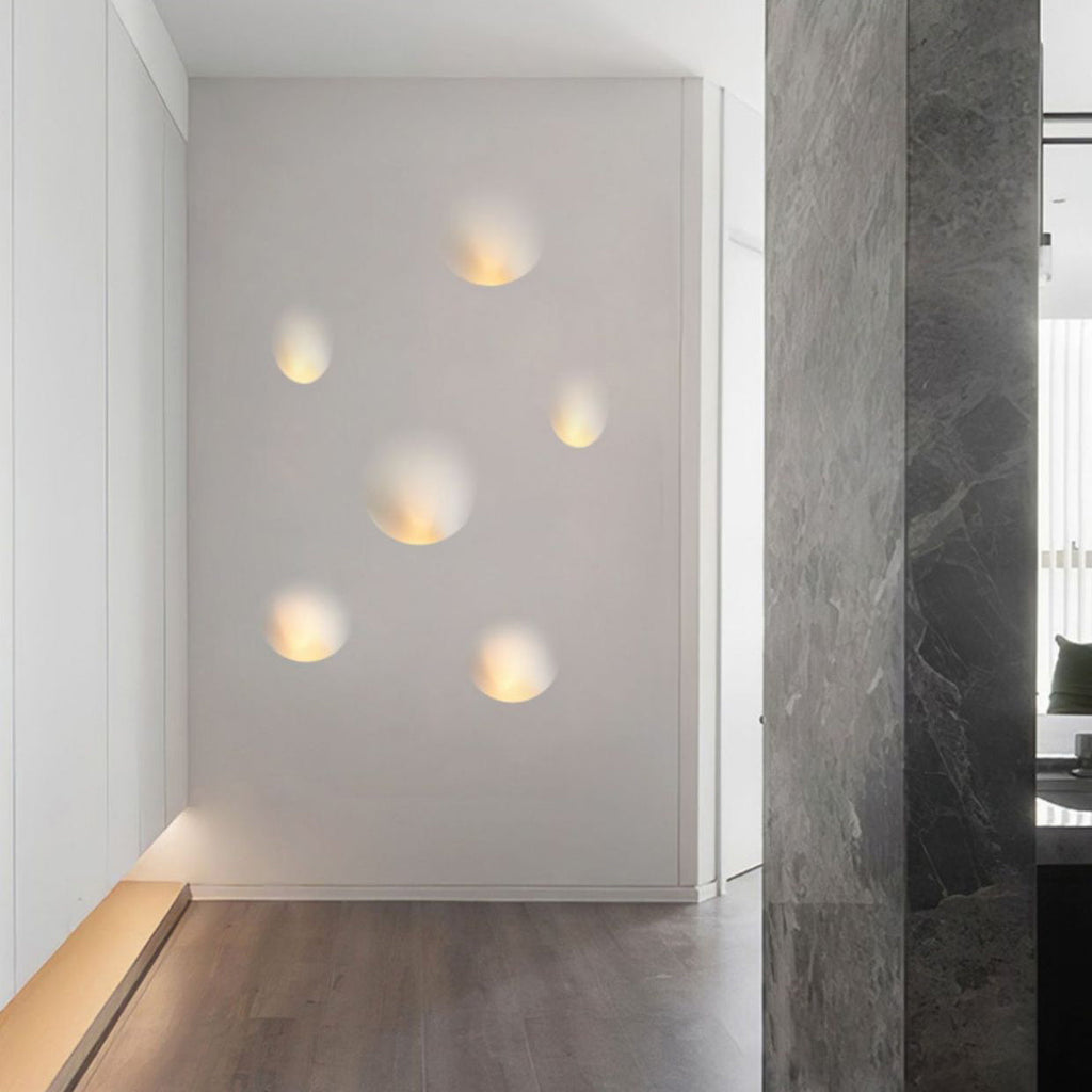 Modern Minimalist Recessed Plaster Round 1-Light Wall Sconce