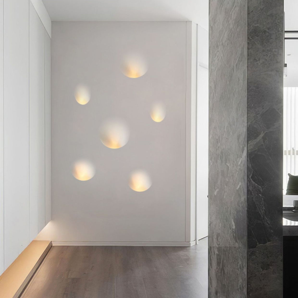 Modern Minimalist Recessed Plaster Round 1-Light Wall Sconce