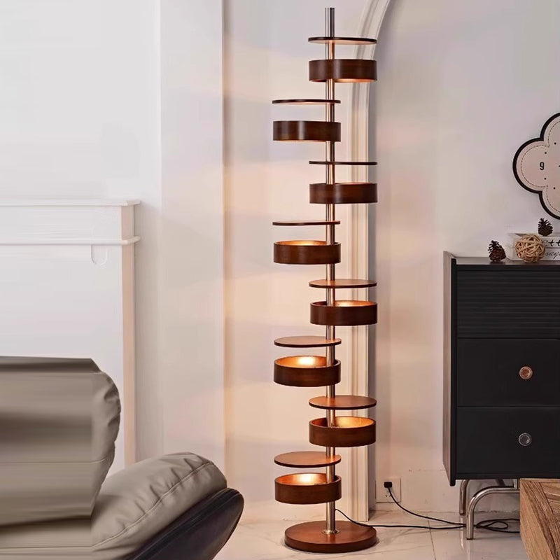 French Walnut 8-Light Floor Lamp