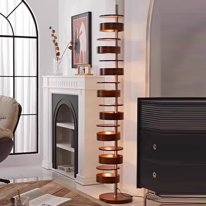 French Walnut 8-Light Floor Lamp