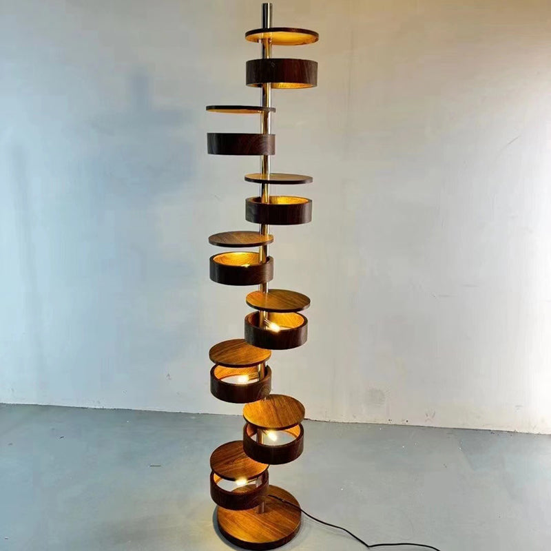 French Walnut 8-Light Floor Lamp