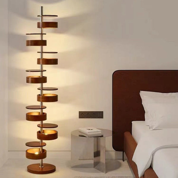 French Walnut 8-Light Floor Lamp