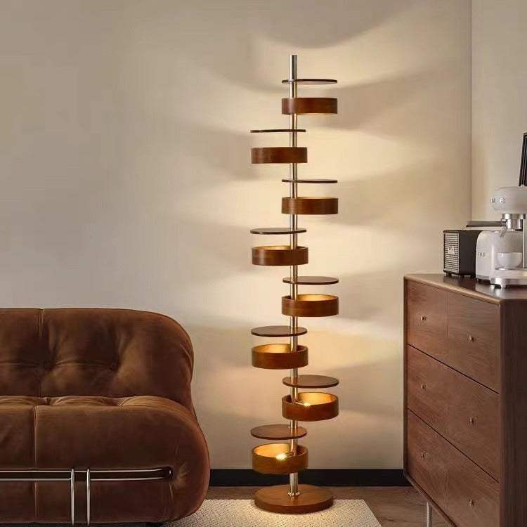 French Walnut 8-Light Floor Lamp