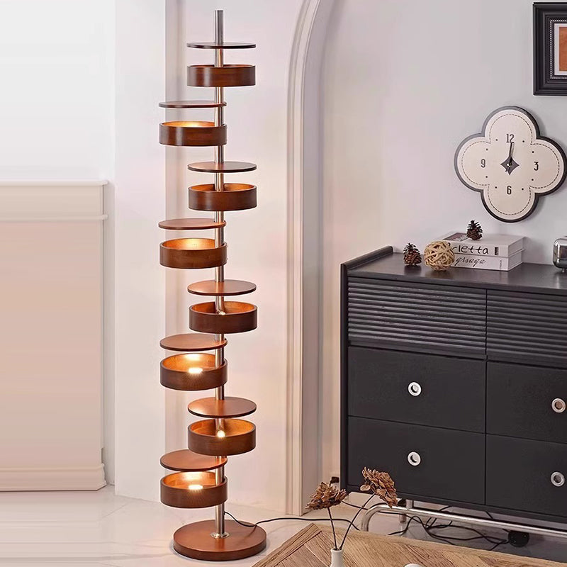 French Walnut 8-Light Floor Lamp