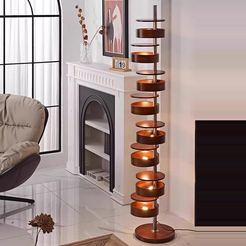 French Walnut 8-Light Floor Lamp